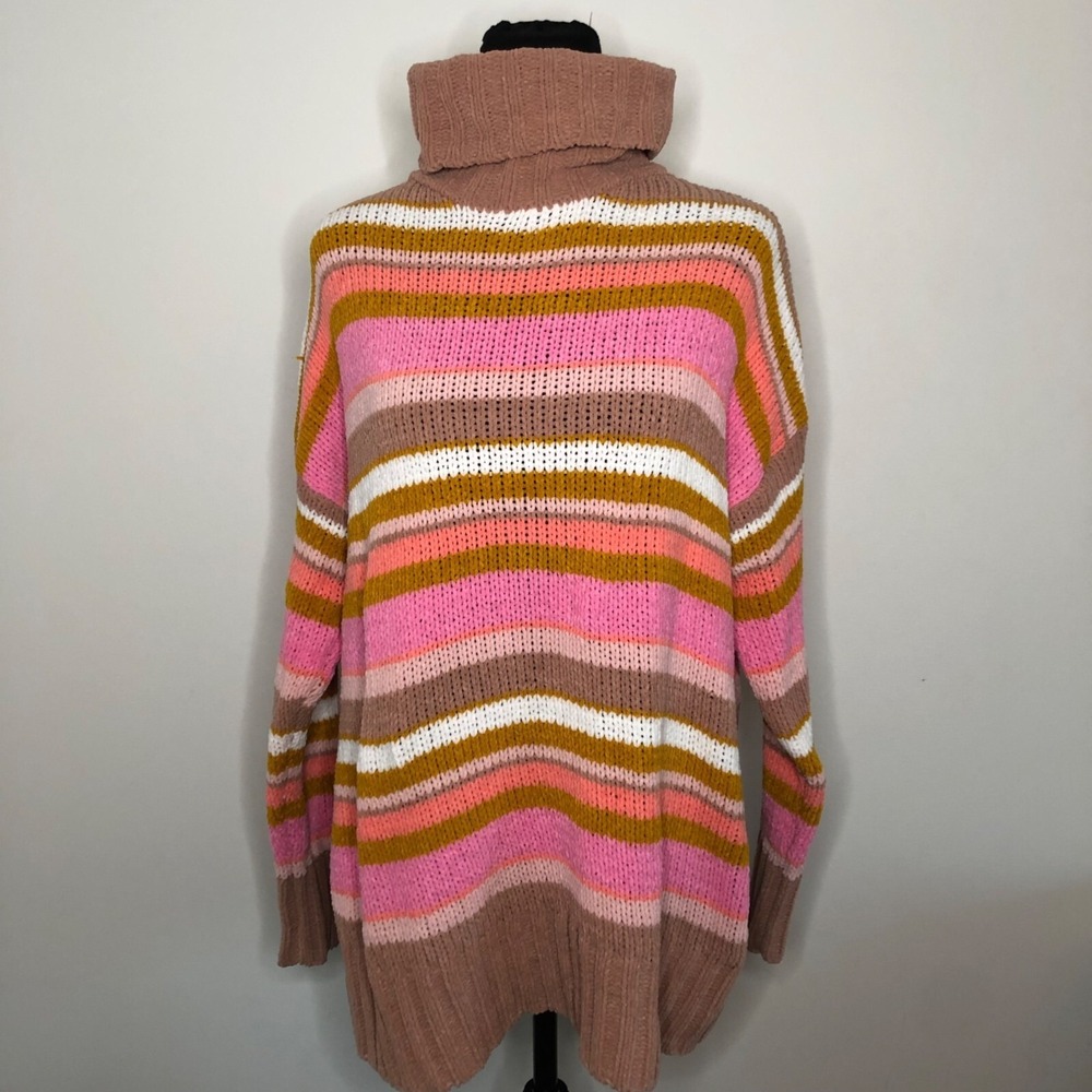 Aerie‎ Women's Colorful Striped Turtleneck Sweater XS Sunrise Pattern NWOT Cozy